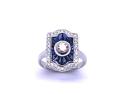 Platinum Sapphire & Diamond Shield Cluster Ring