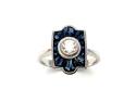 Platinum Sapphire and Diamond Cluster Ring 0.30ct