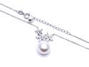 Silver Freshwater Pearl Flower Pendant & Chain