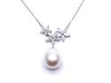 Silver Freshwater Pearl Flower Pendant & Chain