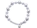 Silver Pearl & CZ Flower Bracelet
