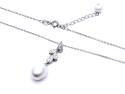 Silver Pearl & CZ Leaf Pendant & Chain