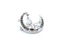 Silver Marcasite Cat In Moon Brooch