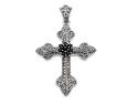 Silver Onyx & Marcasite Cross Pendant
