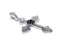 Silver Onyx & Marcasite Cross Pendant