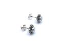Silver Created Opal & Marcasite Flower Earrings