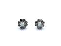 Silver Created Opal & Marcasite Flower Earrings