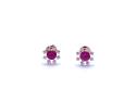 9ct Yellow Gold Red & White CZ Stud Earrings