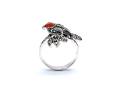 Silver Marcasite & Enamel Robin Ring