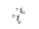 Silver Pearl & Marcasite Drop Stud Earrings