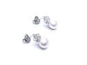 Silver Pearl & CZ Crown Stud Earrings