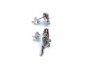 Silver Marcasite & Enamel Robin Stud Earrings