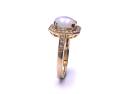 9ct Yellow Gold Opal & Diamond Halo Ring 0.14ct