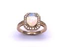 9ct Yellow Gold Opal & Diamond Halo Ring 0.14ct