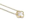 Silver Gold Plated MOP Clover Pendant & Chain