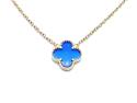 Silver Gold Plated Blue Clover Pendant & Chain