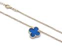 Silver Gold Plated Blue Clover Pendant & Chain