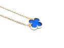 Silver Gold Plated Blue Clover Pendant & Chain