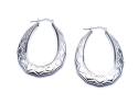 Silver Patterned Creole Hoop Earrings