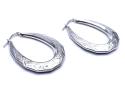 Silver Patterned Creole Hoop Earrings