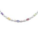 Silver Multi-Stone Fancy Bracelet 7.5 Inch