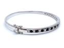 Silver Sapphire & CZ Channel Set Bangle