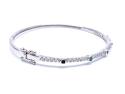 Silver Emerald & CZ Bangle