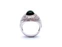 Silver Green Stone College Ring