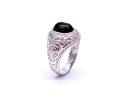 Silver Green Stone College Ring