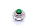 Silver Green Stone College Ring