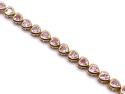 9ct Yellow Gold Pink CZ Heart Bracelet