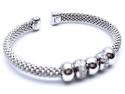 Silver Mesh CZ Cuff Bangle