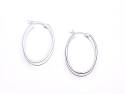 Silver Oval Plain Hoop Earrings