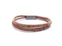Beige Cork Double Bracelet Stainless Steel Clasp