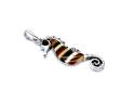 Silver Amber Striped Seahorse Pendant
