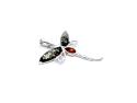 Silver Amber Dragonfly Pendant