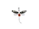 Silver Amber Dragonfly Pendant