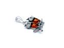 Silver Amber Owls On Branch Pendant