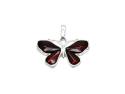 Silver Cherry Amber Butterfly Pendant