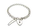 Silver Curb Padlock Charm Bracelet