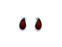 Silver Cherry Amber Teardrop Stud Earrings
