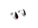 Silver Cherry Amber Teardrop Stud Earrings