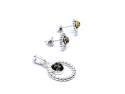 Silver Green Amber Circle Pendant & Stud Earrings