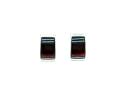 Silver Cherry Amber Oblong Stud Earrings