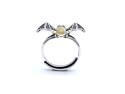 Silver Yellow Amber Bat Ring