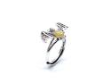 Silver Yellow Amber Bat Ring