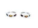 Silver Multi Amber Huggie Hoop Earrings