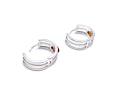 Silver Amber Oval Huggie Hoop Earrings