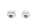 Silver Amber Oval Huggie Hoop Earrings