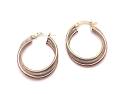 Secondhad 9ct 3 Colour Textured Hoop Earrings